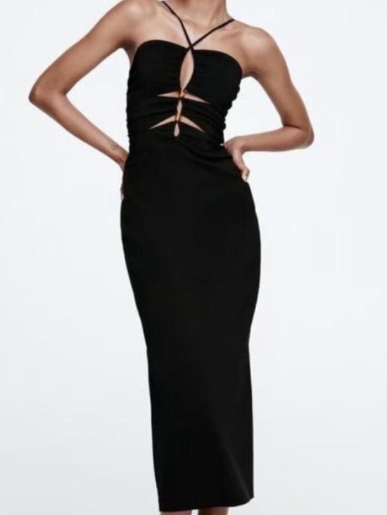 Zara Dresses & Skirts - Black Strappy Cutout Midi Dress - Women